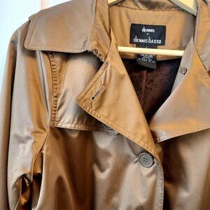 VINTAGE Trench Coat Gold/Brown Designer Dennis Basso Woman's Classic Size Small